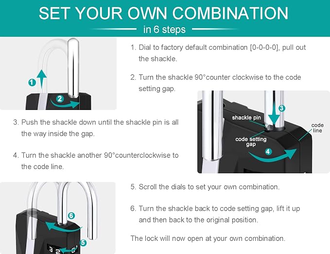 ZHEGE Locker Lock, 4 Digit Combination Lock Gym Lock - Image 6