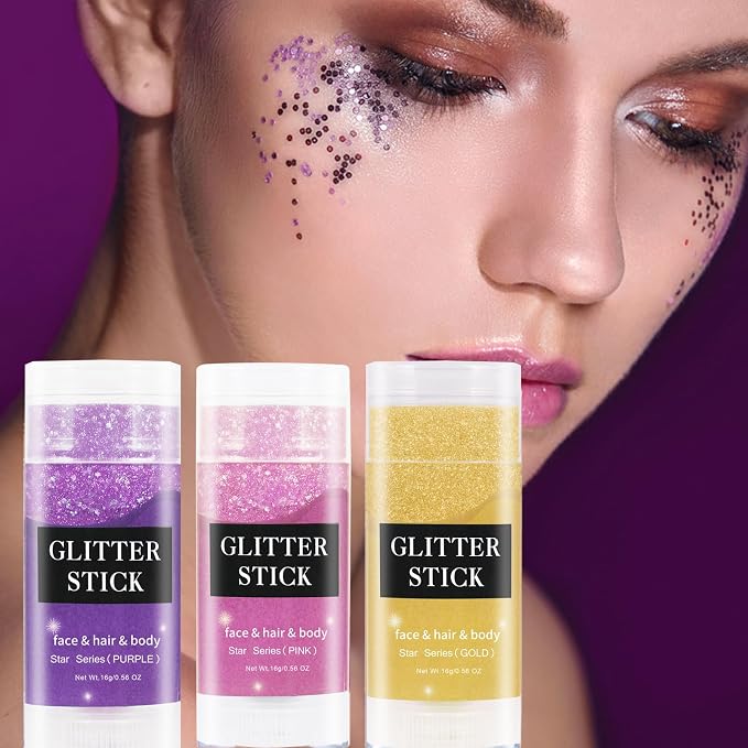 MEICOLY Gold Face Body Glitter Stick, Music Festival Accessories Outfits - Image 9