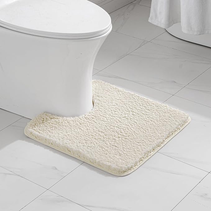 MIULEE Microfiber Toilet Bath Mat U-Shaped Contour Shaggy Bathroom Rugs Non - Image 6