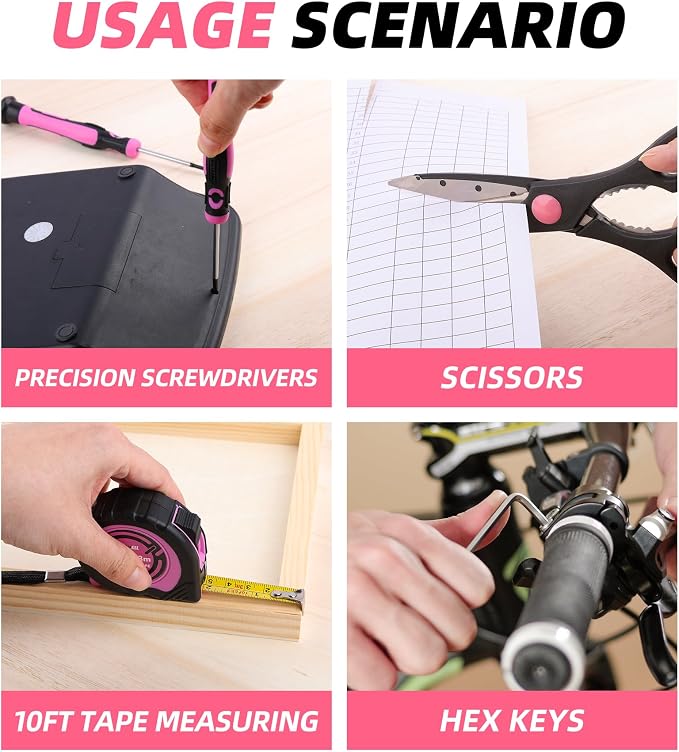 DOWELL Pink Tool Kit 140PCS for Women, Household Tool Set - Image 7