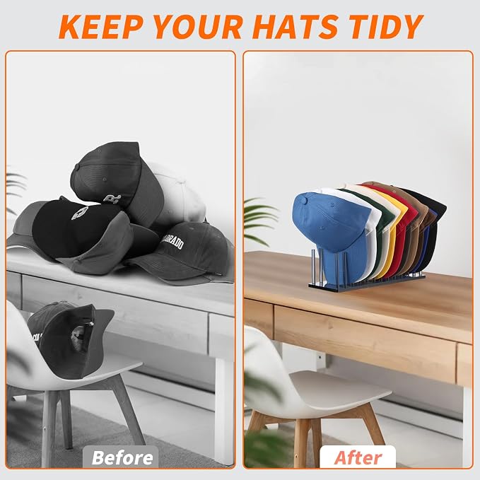 Kadolina Hat Organizer for Baseball Caps, Acrylic Hat Rack for 12 Baseball Caps - Image 6