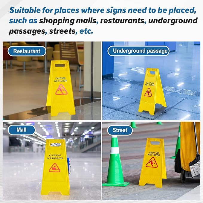 8 Pack 24 Inch Blank Floor Sign Yellow A-frame Foldable Caution Sign Write-On - Image 6