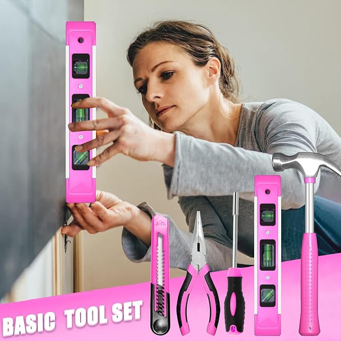 SOLUDE Pink Tool Set, 130 Piece Home Tool Kit - Image 8