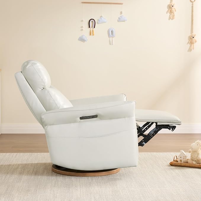 CHITA Genuine Leather Power Recliner Chair, Electric Triple-Motor Swivel Glider - Image 9