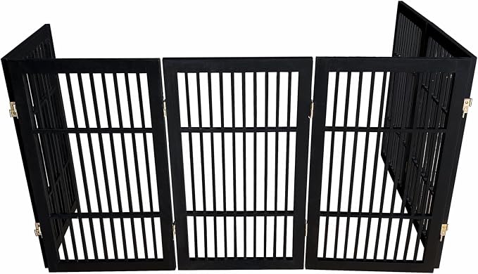 Pet Dog Gate Strong and Durable Freestanding Folding Acacia Hardwood Portable - Image 9