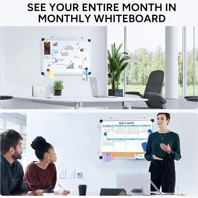 Weekly Calendar Whiteboard and Cork Board Combo - Field & Grace