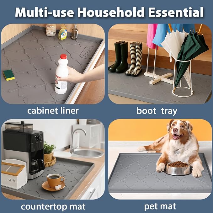 SIKADEER 22" x 19" Under Sink Mat Waterproof, Silicone Mat Kitchen Drawer Shelf - Image 7