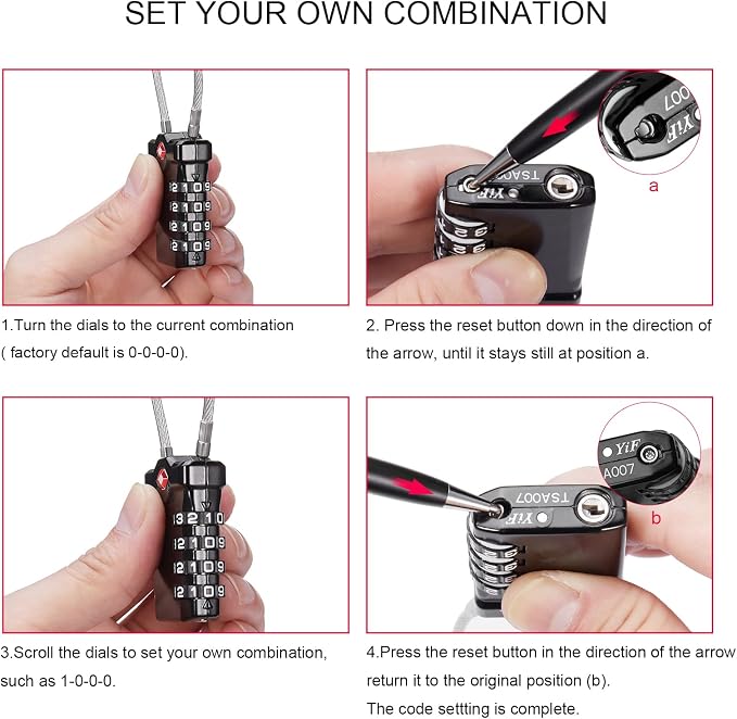 ZHEGE TSA Approved Locks for Luggage, Cable Locks - Image 8