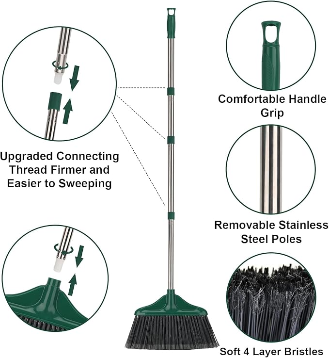 4 PCS Heavy Duty Broom Outdoor/Indoor Commercial Broom - Field & Grace