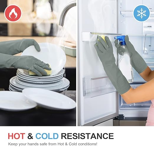 Mamison 2 Pairs Reusable Waterproof Household Dishwashing Cleaning Rubber Gloves - Image 5