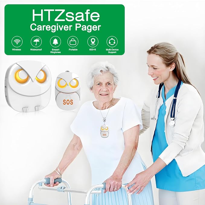 HTZSAFE Caregiver Pager Wireless Call Button 500+ Feet, SOS Alert Nurse Calling - Image 7
