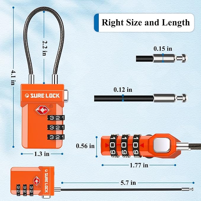 SURE LOCK TSA Approved 3-Digit Combination Luggage Locks – Open Alert Indicator - Image 6