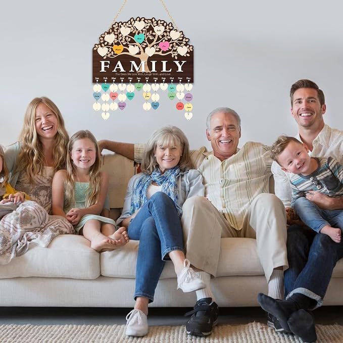 KAlRNE Family Tree Birthday Reminder Board, Family Sign Wooden Plaques - Image 7