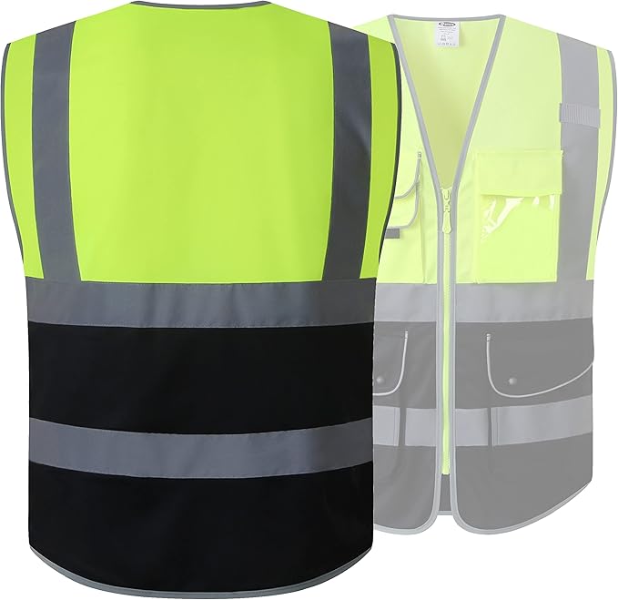 JKSafety 9 Pockets High Visible Reflective Safety Vest Zipper Front Breathable - Image 5