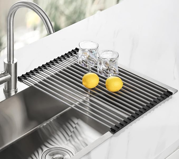 Tomorotec 17.7" x 12.5" Roll Up Dish Drying Rack Over Sink Drying Rack Sink - Field & Grace
