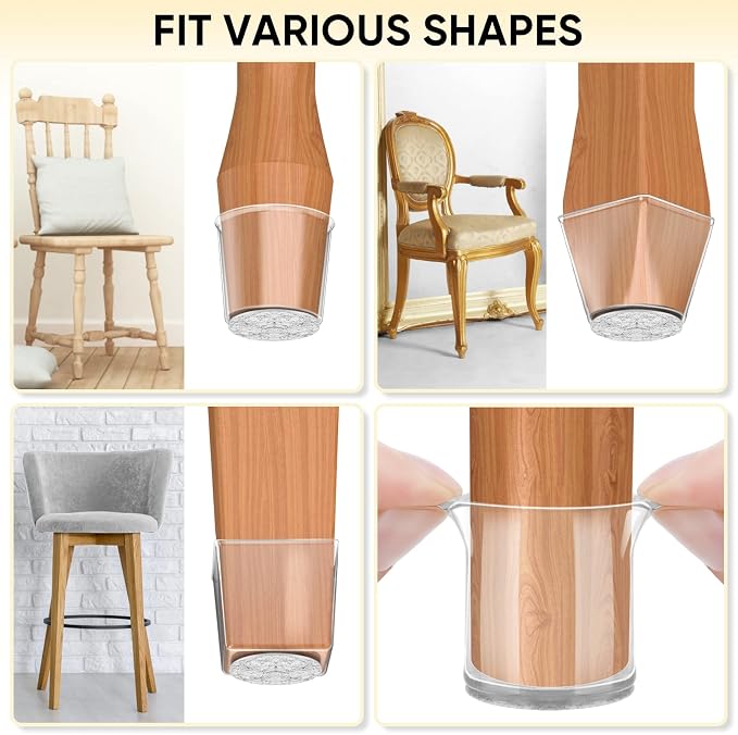 BALEINE 16 Pack Silicone Chair Leg Floor Protectors, Stool Leg Protectors Cap - Image 8