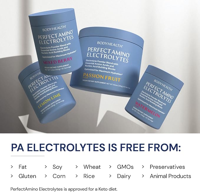 BodyHealth PerfectAmino Electrolytes Powder No Sugar, Keto Sugar Free Fasting - Image 7