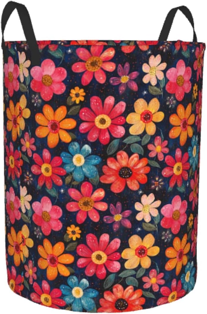 Laundry Basket Flowers Valentines Colors Collapsible Large Capacity, Dirty - Image 8