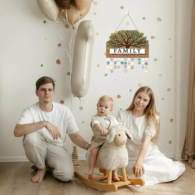 KAlRNE Family Birthday Board, Vintage Wooden Reminder Calendar, Rustic - Image 6