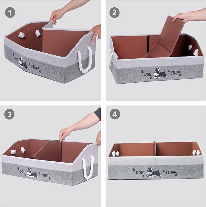 Large Dog Toy Basket with Handles, 28.5" Collapsible Multi-Purpose Hard Board - Image 6