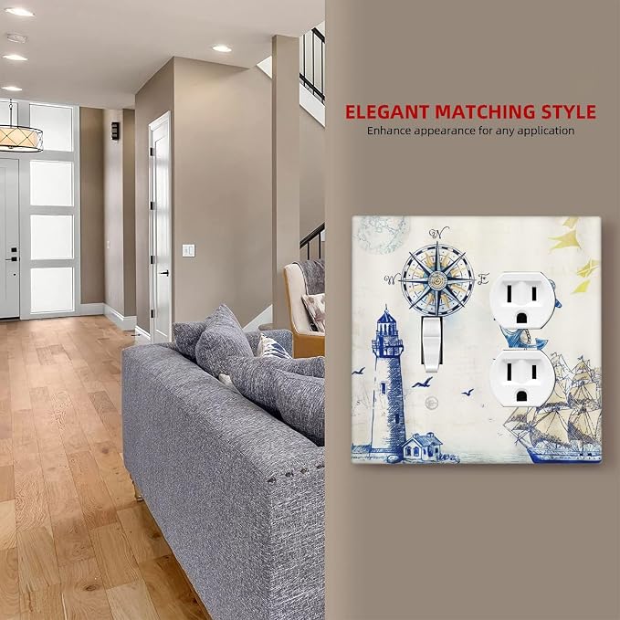 Nautical Sailboat Lighthouse Compass Anchor Decorative Light Switch Cover Plate - Image 6