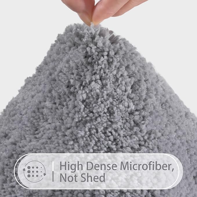 LOCHAS Bathroom Rug Set Light Grey, Soft Bath Rug Set 2 Piece, Toilet Mat - Image 7