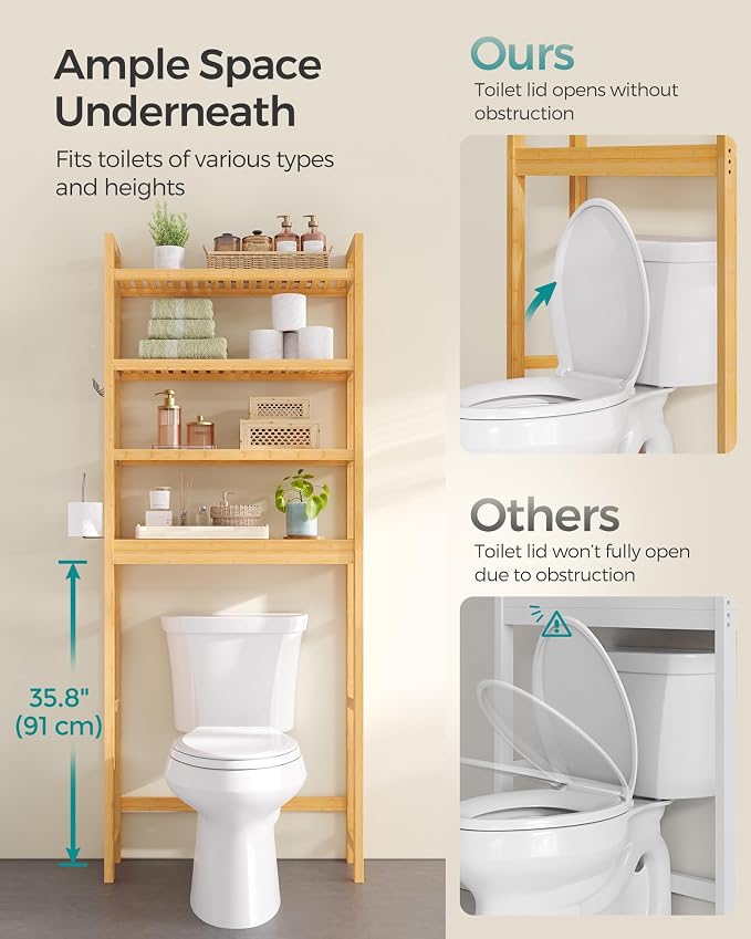 SONGMICS Over The Toilet Storage, 4-Tier Over Toilet Bathroom Organizer - Image 8
