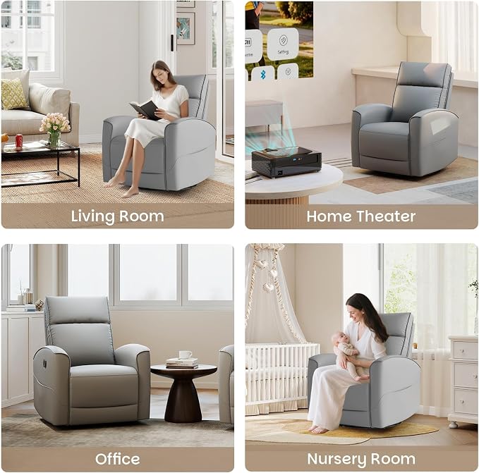 CANMOV Rocker Recliner Chair, 360°Swivel Nursery Glider Recliner, Manual - Image 9