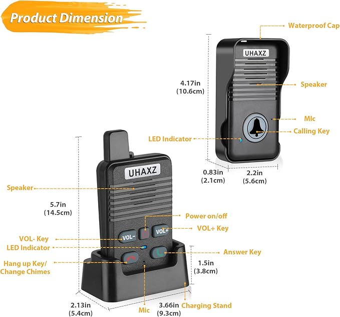 Wireless Doorbell, Full Duplex Doorbell Wireless, 1000ft Long Range, Hands-Free - Image 9