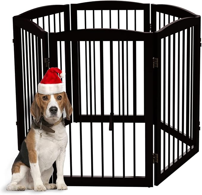 Freestanding Pet Gate for Dogs, Indoor Wooden Foldable Dog Gate for House - Image 9