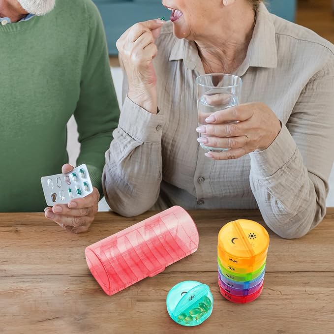 Sukuos Large Weekly Pill Organizer 2 Times a Day, Daily Pill Box 7 Day Easy to - Image 9