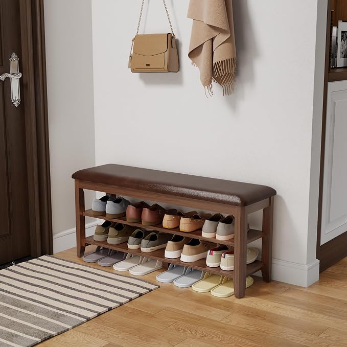 AQIMUELE Wood Shoe Rack Bench for Entryway, Shoe Rack for Front Door Entrance - Image 6