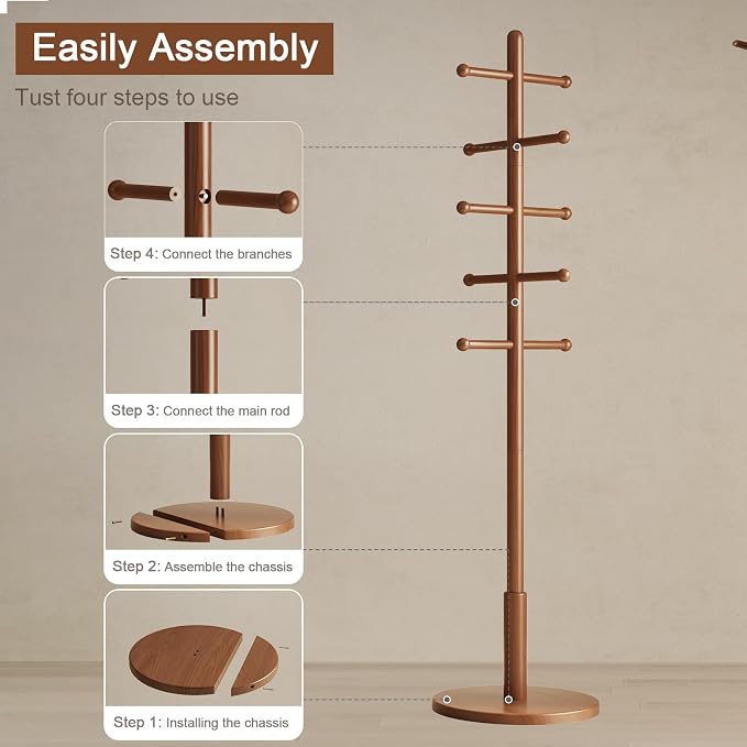 Solid Wood Coat Rack Freestanding - Image 9