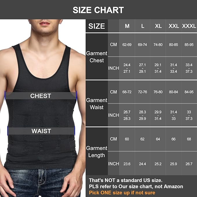 Odoland Mens 3 Pack Body Shaper Slimming Tummy Vest Thermal Compression Shirt - Image 6