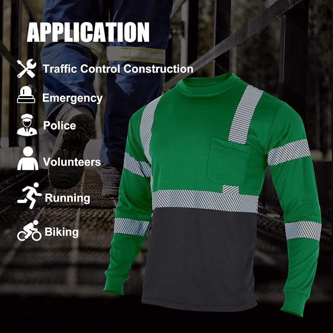 FONIRRA Safety Shirts for Men High Visibility Reflective ANSI Class 2 Hi Vis - Image 6