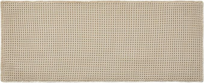 Pale Beige Long Bathroom Rug, Waffle Runner Rug Bathroom Non Slip Washable - Image 9