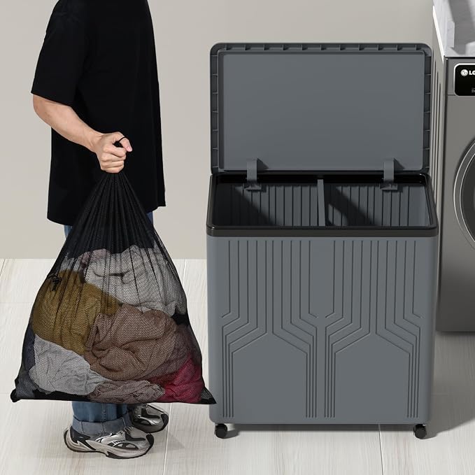 2 Section Plastic Laundry Hamper - Image 7