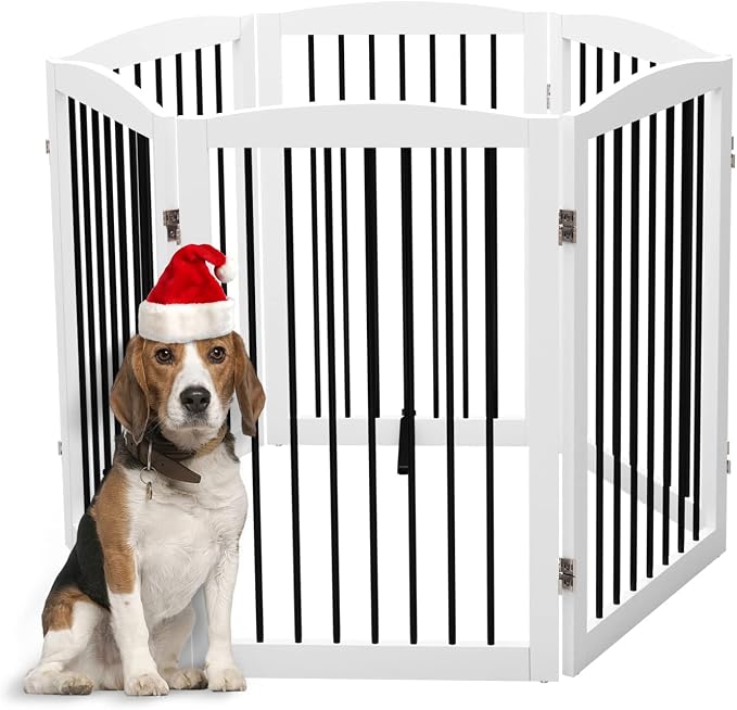 Freestanding Pet Gate for Dogs, Indoor Wooden Foldable Dog Gate for House - Image 9