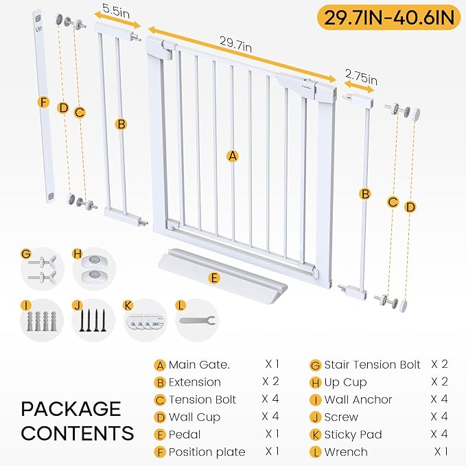 Cumbor 36" Extra Tall Baby Gate - Field & Grace