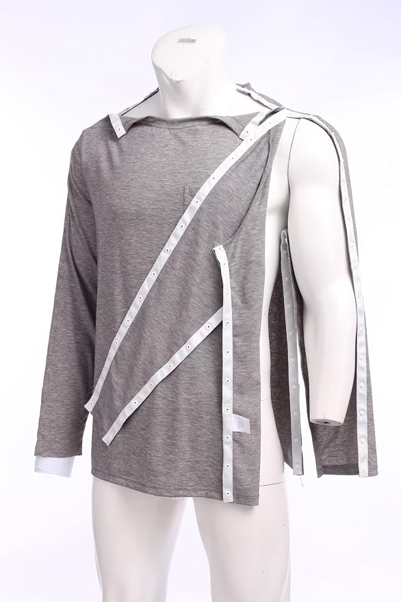Deyeek Men's Post Shoulder Surgery Recovery Shirts Full Tear Away Long Sleeve - Image 8