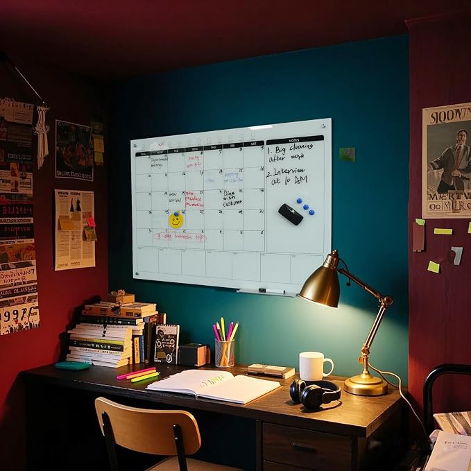 Magnetic Glass Whiteboard Calendar 48"x36" Glass Dry Erase Calender Board - Image 7