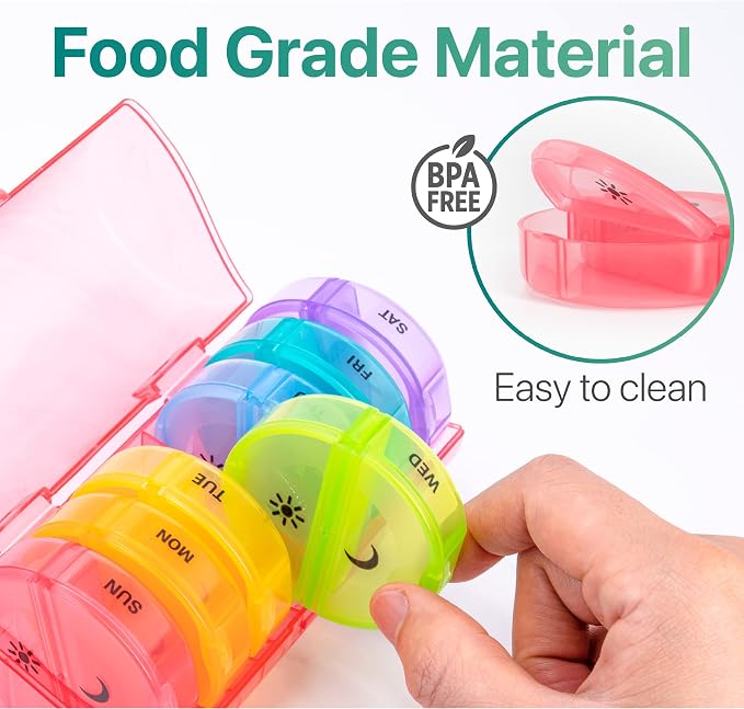 Sukuos Large Weekly Pill Organizer 2 Times a Day, Daily Pill Box 7 Day Easy to - Image 9