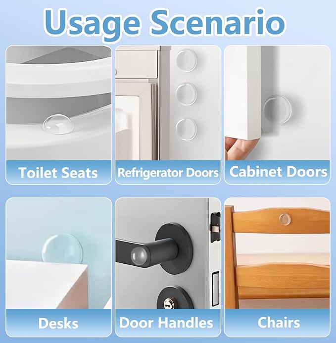 Clear Silicone Cabinet Door Bumpers 64 Pcs, Self-Adhesive Sound Dampening - Image 6