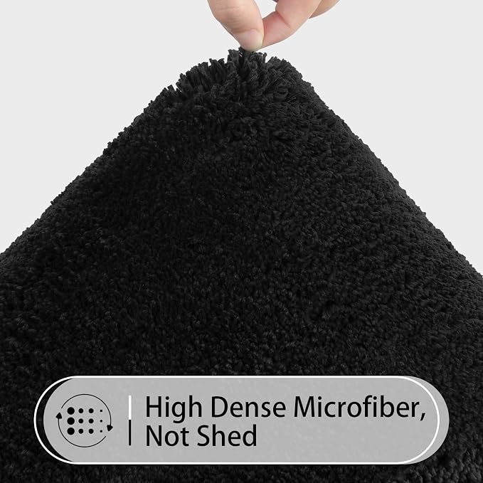LOCHAS Bathroom Rug Set Black, Soft Bath Rug Set 2 Piece, Toilet Mat U-Shaped - Image 7
