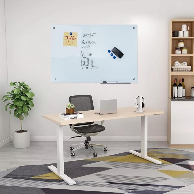 Glass Whiteboard 36"X24" Magnetic Dry Erase Board Frameless Wall Mounted White - Image 6