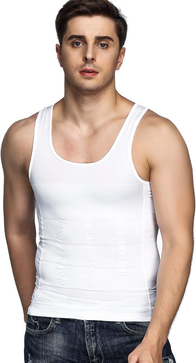 Odoland Mens 3 Pack Body Shaper Slimming Tummy Vest Thermal Compression Shirt - Image 8