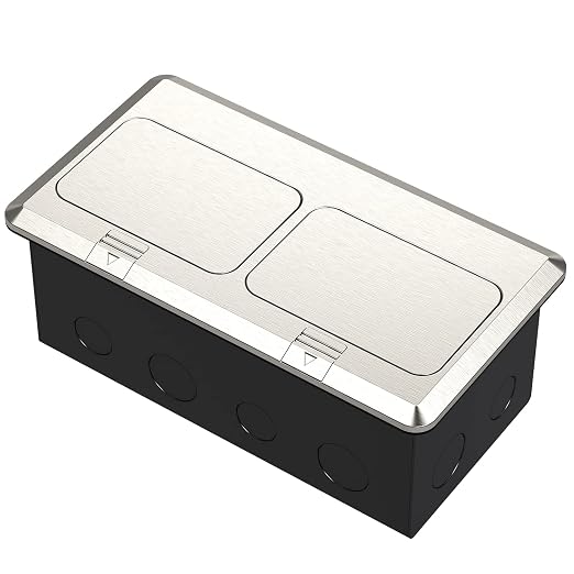 KYHSHJ Dual Pop-Up Floor Electrical Outlet Box Kit,20 Amp Stainless Steel USB - Image 7