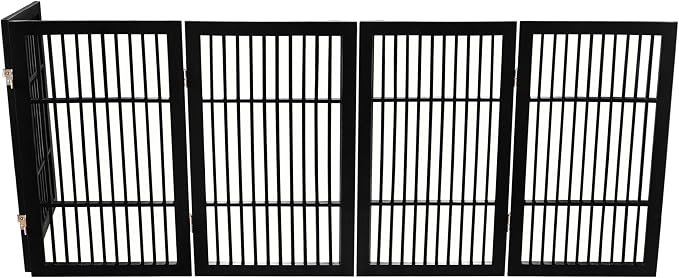 Pet Dog Gate Strong and Durable Freestanding Folding Acacia Hardwood Portable - Image 9