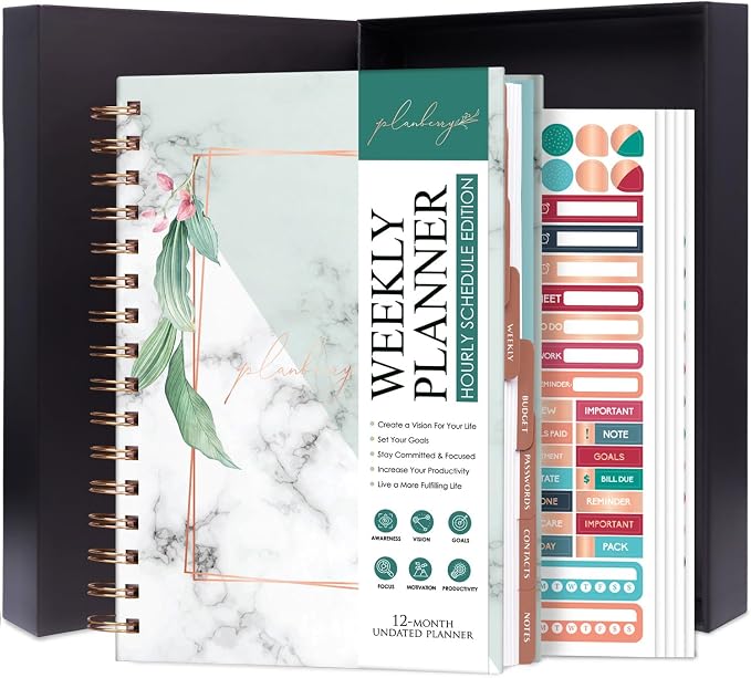 PLANBERRY Hourly Schedule Planner Premium – Undated Weekly Organizer by PLANBERRY