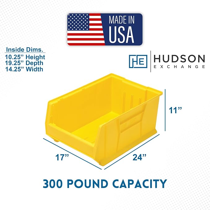 Hudson Exchange 24x17x11" Jumbo Plastic Stackable Storage Bin and Hanging - Image 2